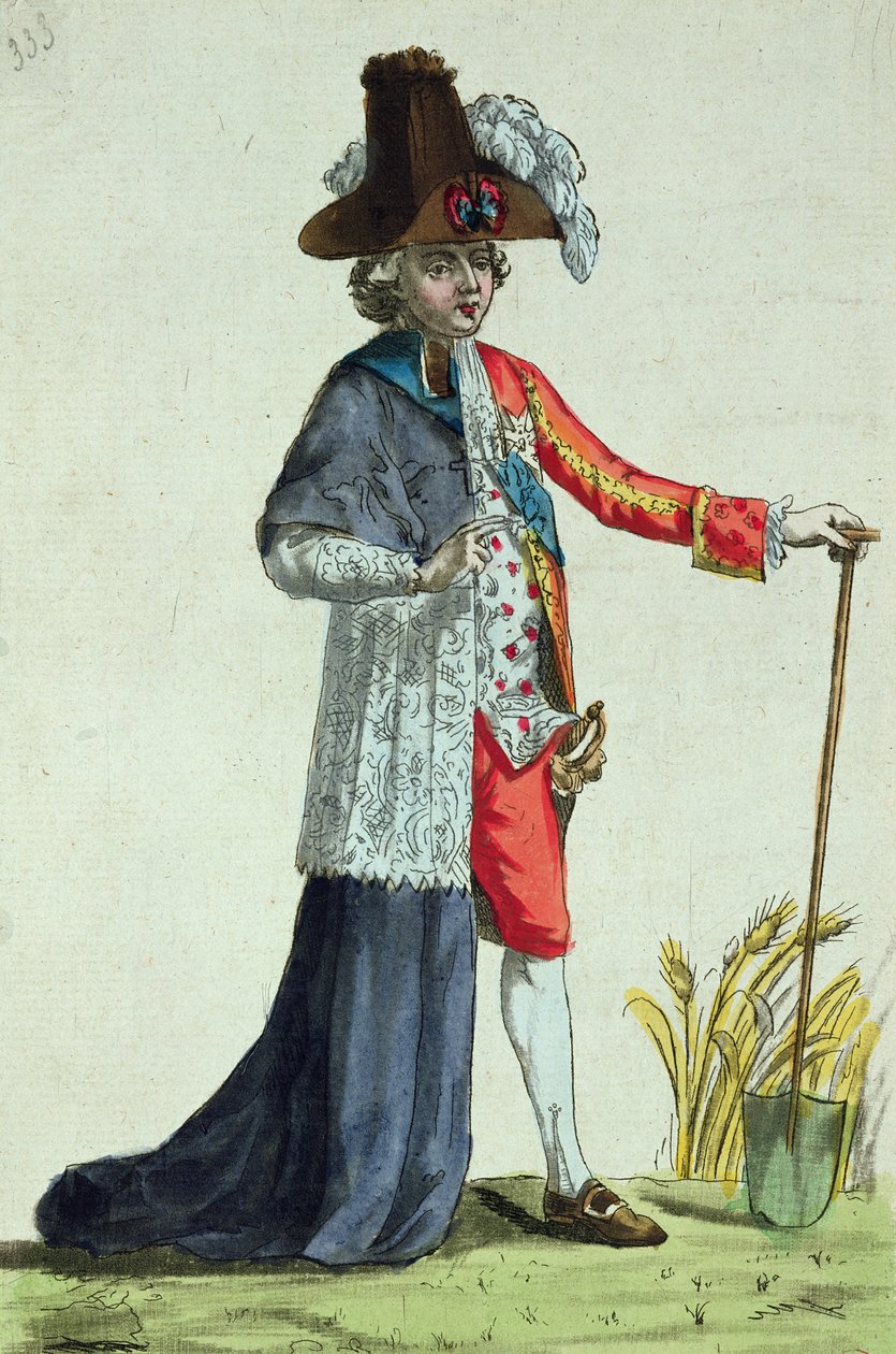 „Monsieur des Trois Etats“, karikatura na třech panstvích Francie před revolucí od French School