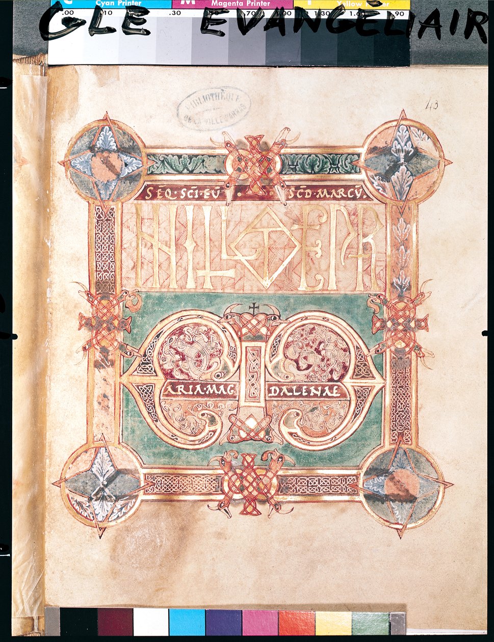 Ms 1045 fol.43 nebo Ms 233 Výňatek z evangelia se zlatými unciály, ze Saint-Vaast od French School