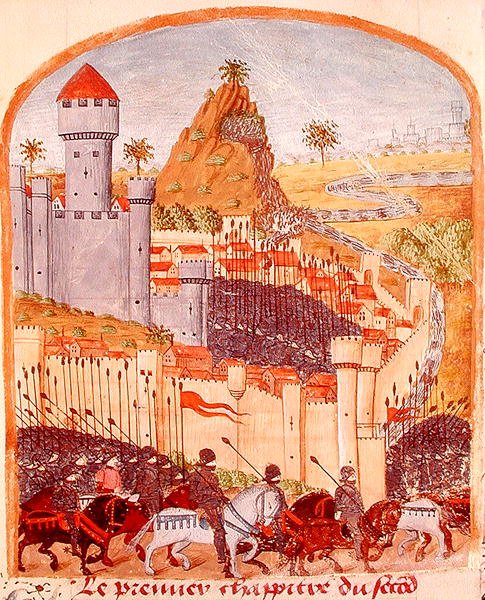 Ms 1335 fol. 22 Vzdání se hradu Celaenae v roce 333 př. n. l. z Vie dAlexandre le Grand od French School