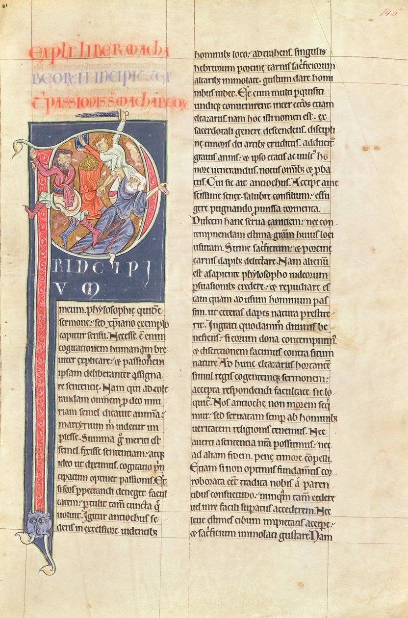 Ms 2 fol.146 t.2 Machabaeorum, z Bible kláštera Saint-Andre aux-Bois. od French School