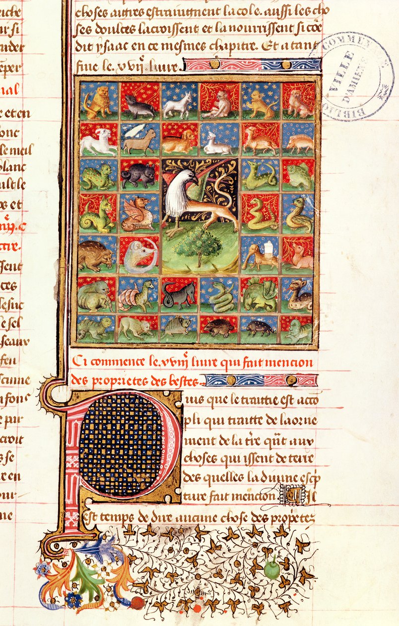 Ms 399 fol.241 Vlastnosti zvířat, z knihy "Livre des Proprietes des Choses" od Barthelemyho l
