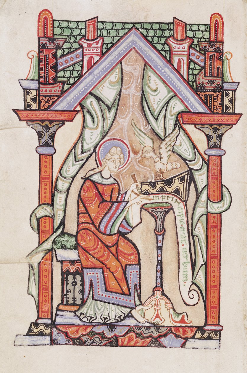 Ms 75 fol.63v Sv. Jan Evangelista, z evangelií podle sv. Matouše a sv. Jana, z opatství sv. od French School