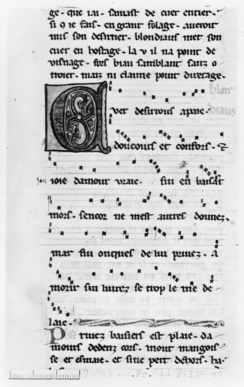 Ms.Fr 844 fol.138v Píseň Blondel de Nesles (konec 12. století) od French School