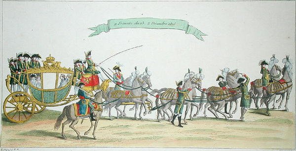Napoleon Bonaparte (1769-1821) na cestě do Notre Dame na svou korunovaci, 2. prosince 1804 od French School