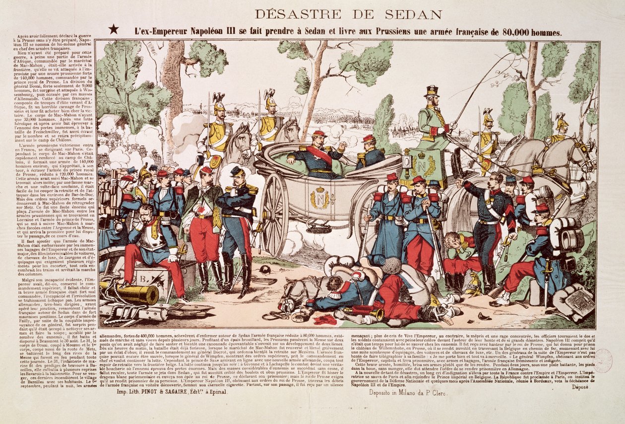Napoleon III (1808-73) přijíždí do Sedanu a vzdává 80 000 francouzských vojáků pruské armádě, 1. září 1870 od French School