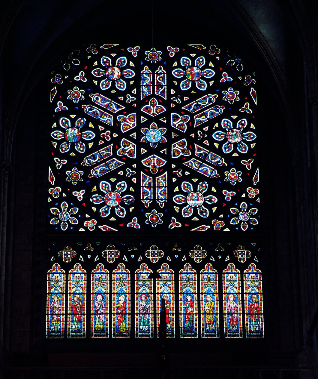 North Rose Window, c. 1270, přestavěn 1887 (vitráže) od French School