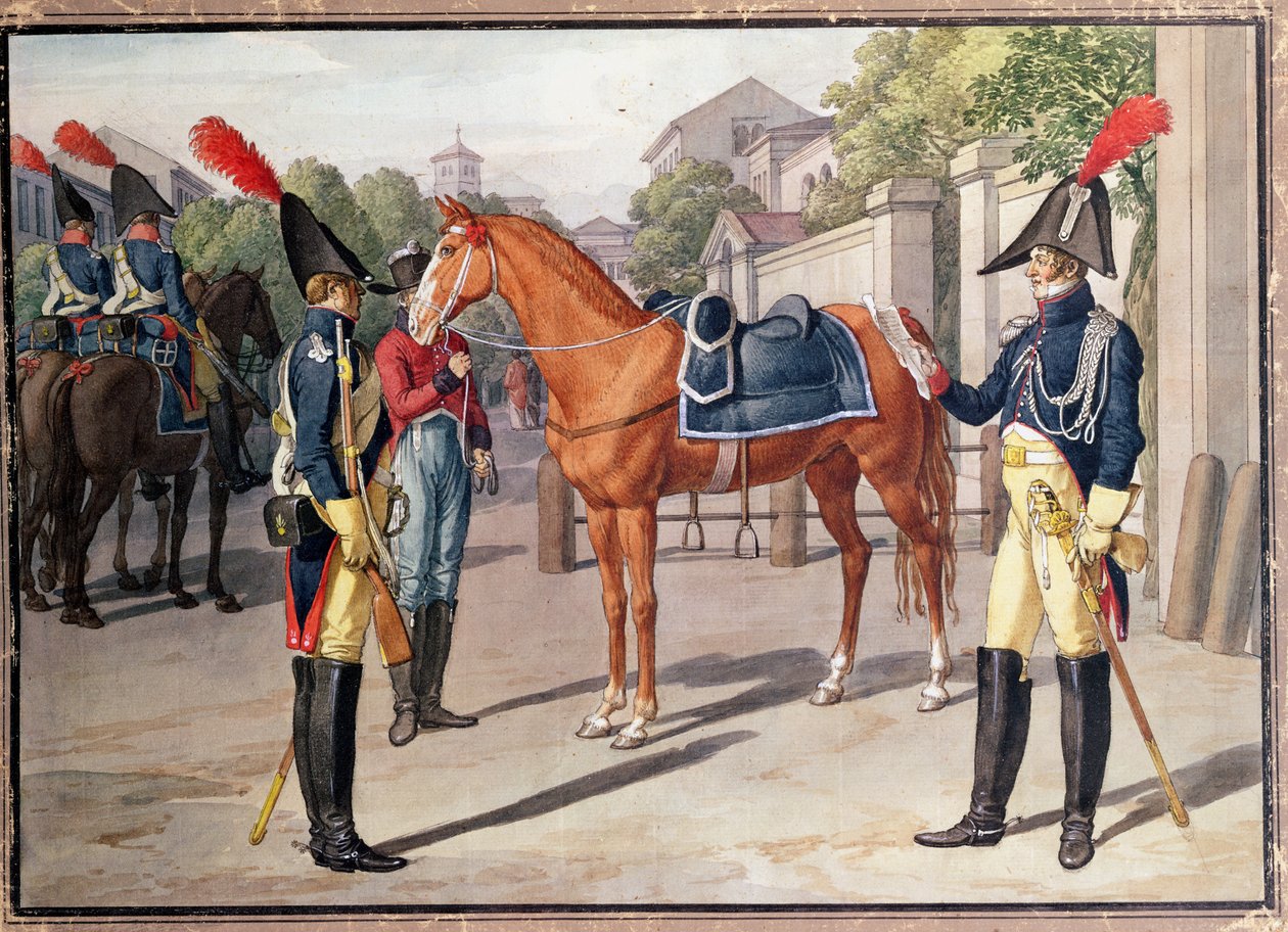 Důstojník a strážce královské gardy v roce 1826 od French School