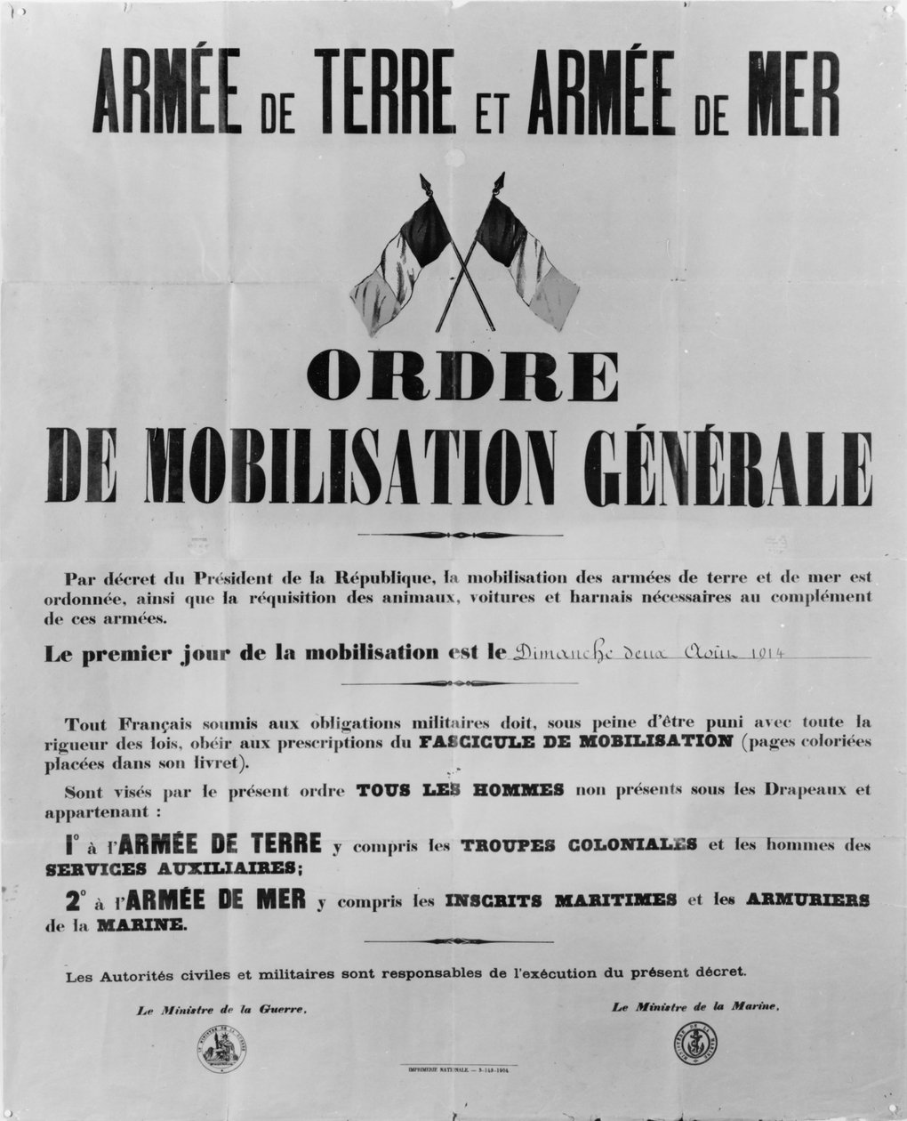 Řád všeobecné mobilizace, 1914 od French School