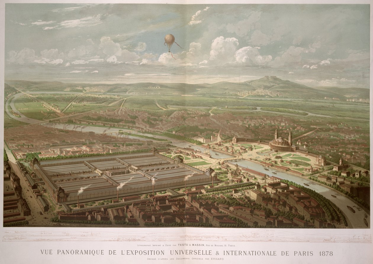 Panoramatický pohled na výstavu Universelle, Paříž, 1878 od French School