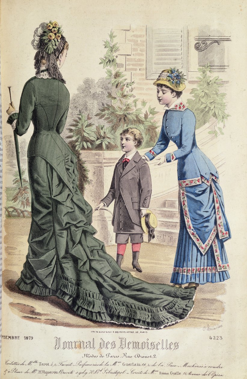 Pařížská móda, z časopisu Journal des Demoiselles, vydaného Dupuy Paris, 1879 od French School