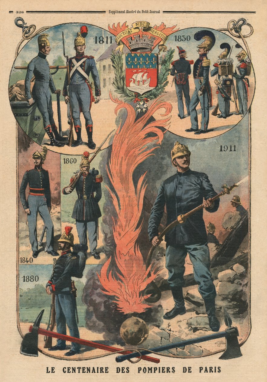 Stoleté výročí pařížských hasičů, ilustrace z 