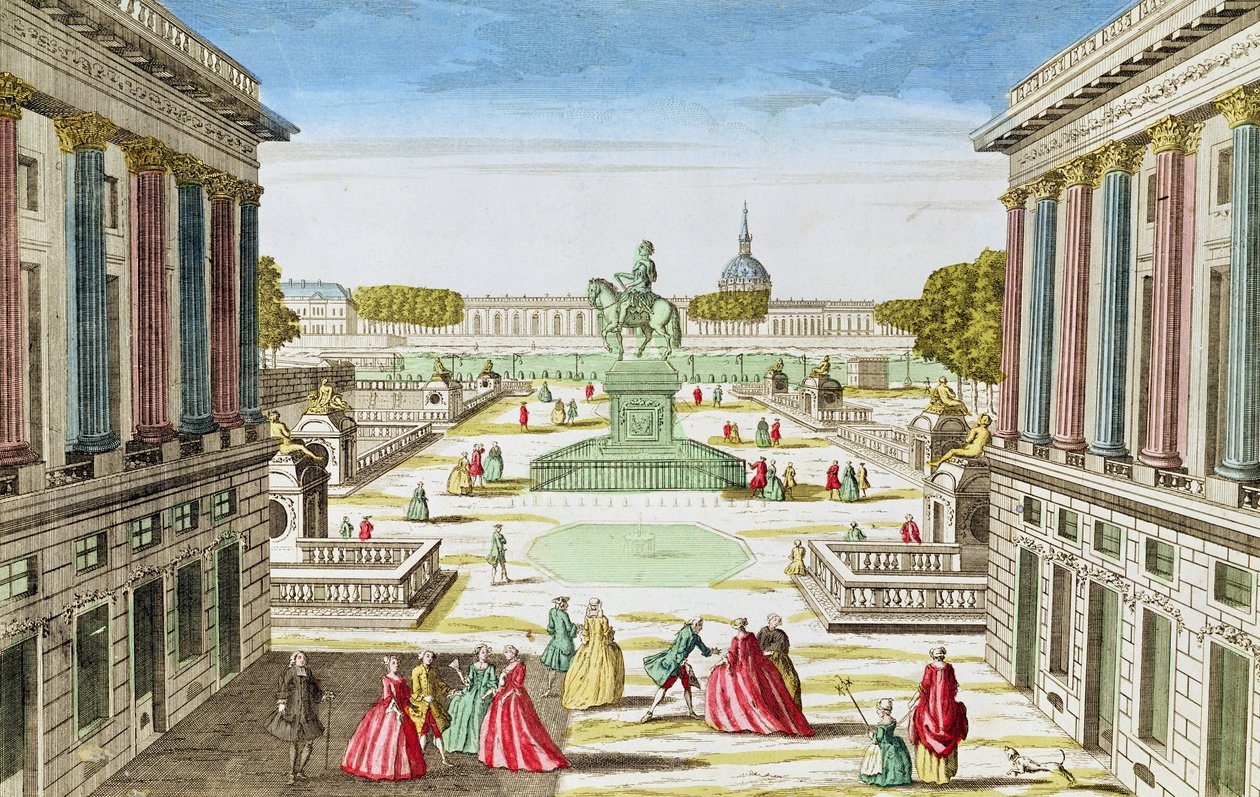 Perspektivní pohled na Place Louis XV z Porte Saint-Honore od French School