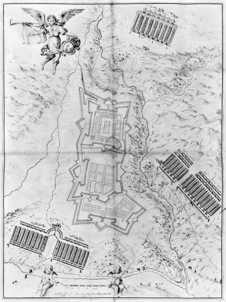 Plán a mapa města a citadely Mont-Louis od French School