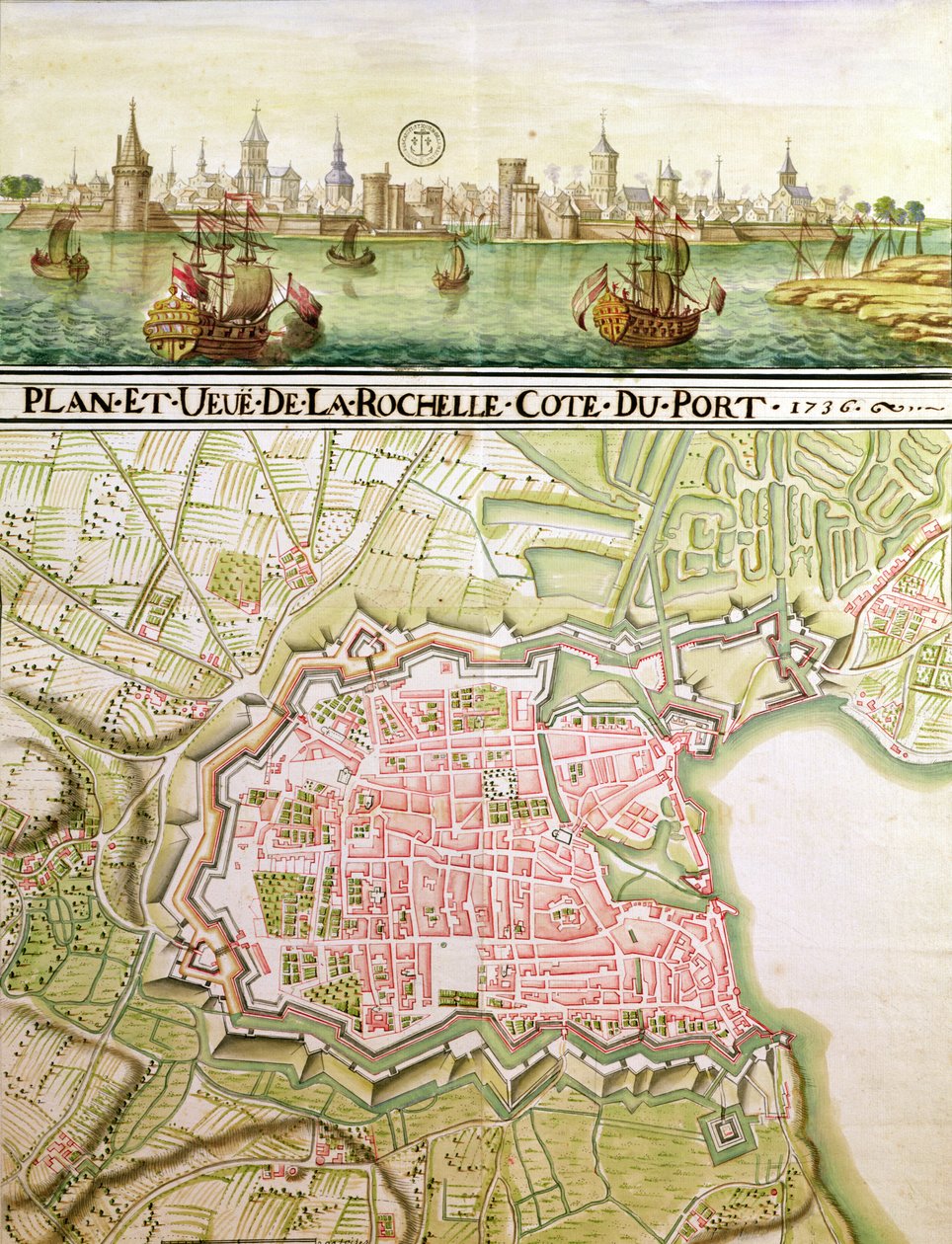 Plán města La Rochelle, 1736 od French School