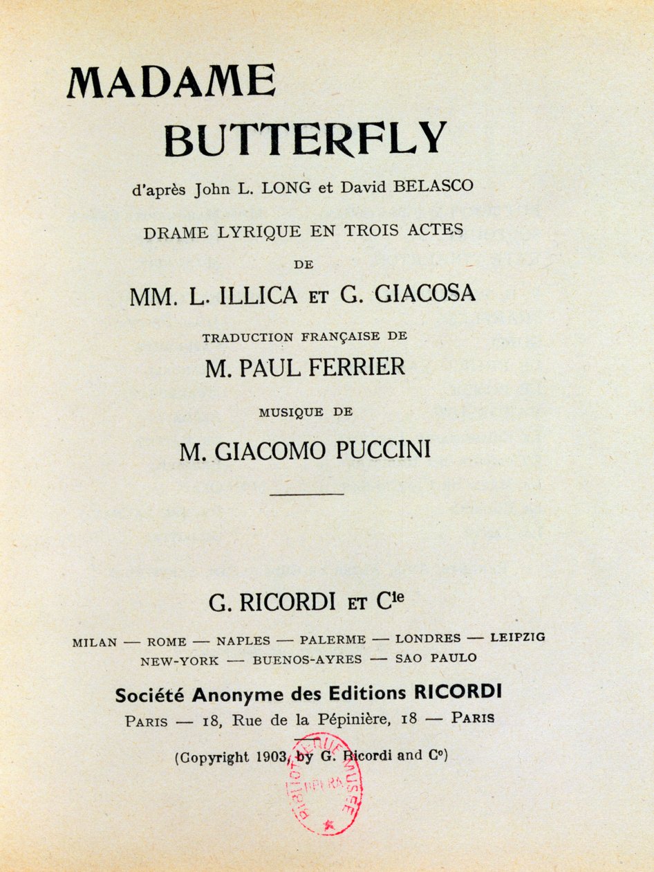 Plakát k představení "Madame Butterfly" od Giacoma Pucciniho (1858-1924) 1903 od French School