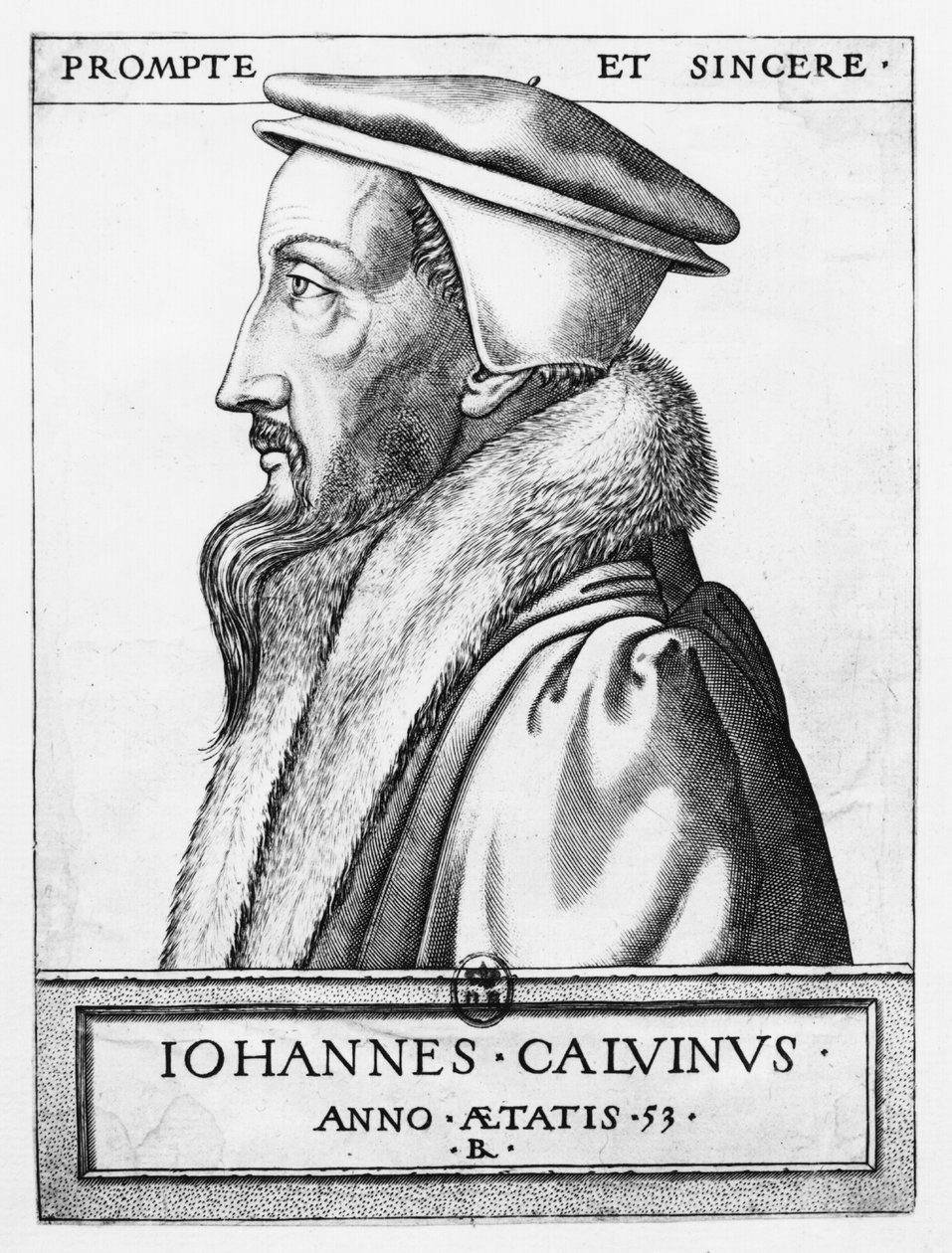 Portrét Jana Kalvína (1509-64) ve věku 53 let, 1564 od French School