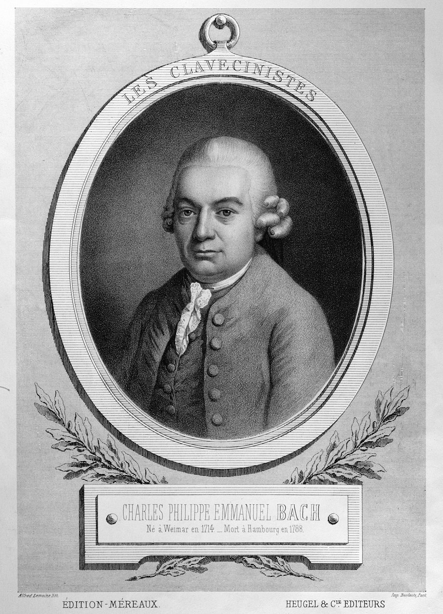 Portrét Karla Philippa Emmanuela Bacha (1714-88) od French School