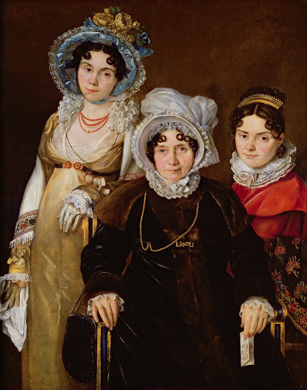 Portrét Madame de Tangry a jejích dcer, po roce 1816 od French School