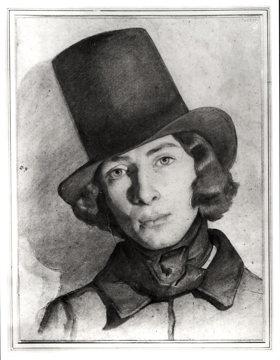 Portrét Maurice Sanda (1823-89) (kvaš a pierre noire na papíře) od French School