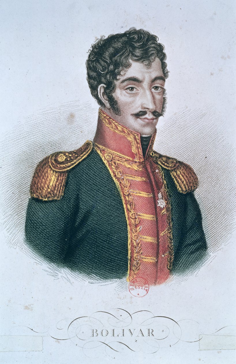 Portrét Simon Bolivar (1783-1830) od French School