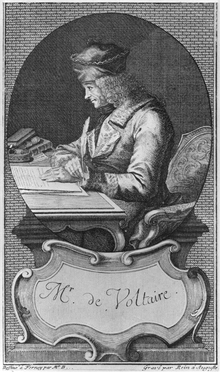 Portrét Voltaira na Ferney, vyrytý Joseph Friedrich Rein (1720-95) od French School