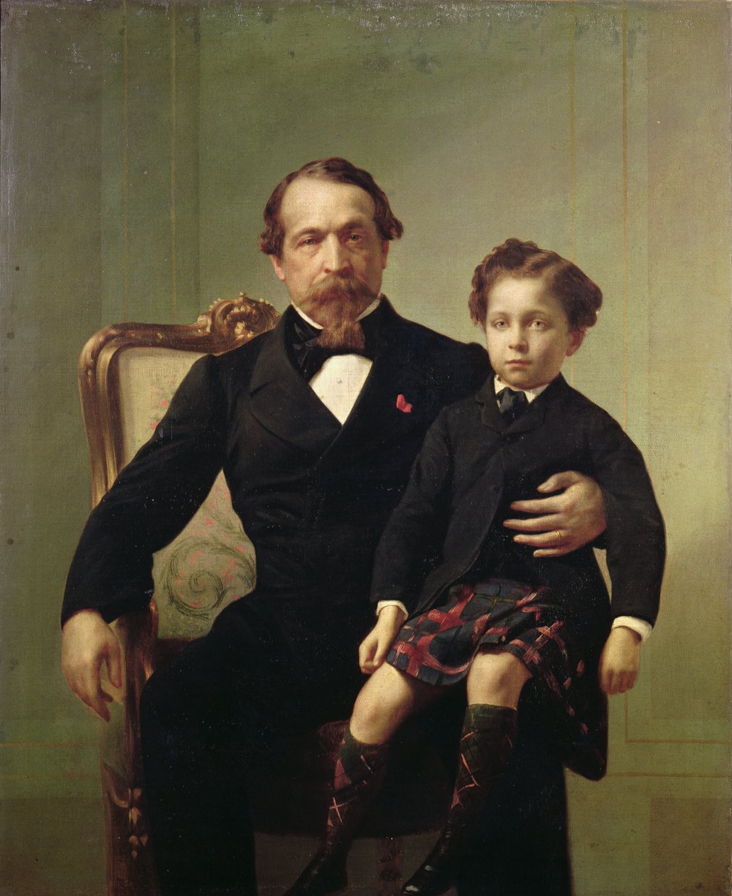Portrét císaře Ludvíka Napoleona Bonaparta (1808-73) a jeho syna, prince Napoleona Evžena Ludvíka Jeana Josefa Bonaparta (1856-79) od French School