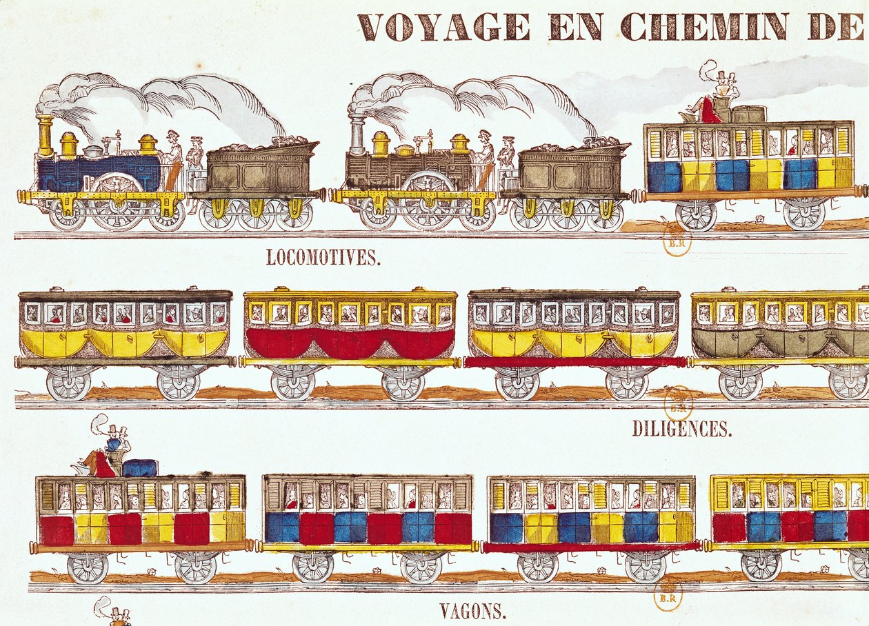 Cestování po železnici v roce 1845 (detail) (viz také 192826) od French School