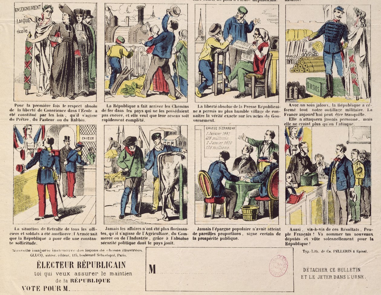 Republikánská propaganda na podporu založení Třetí republiky, kolem roku 1881 (viz také 162979 a 177256) od French School