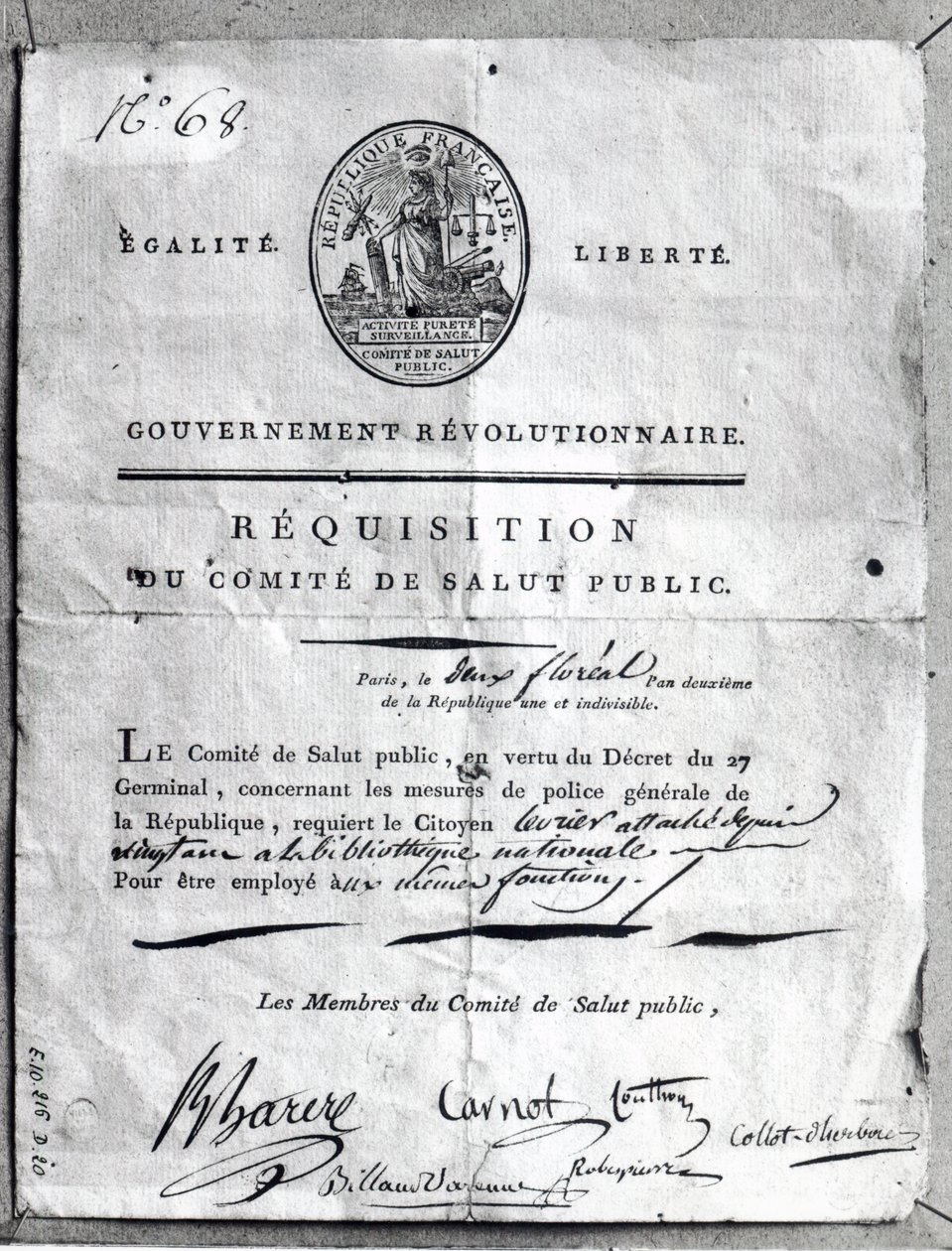 Rekvizice výboru veřejné bezpečnosti, 1789-99 od French School