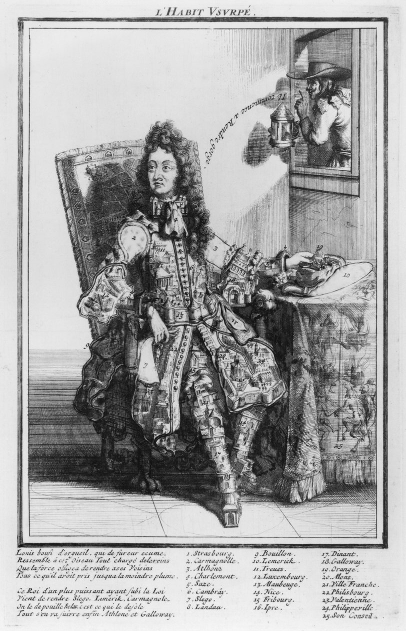 Satirický kreslený parodie Ludvík XIV., 1693-1705 od French School