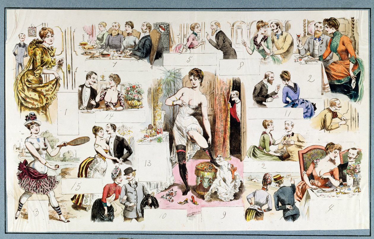 Scény z každodenního života kurtizány, kolem roku 1880 od French School