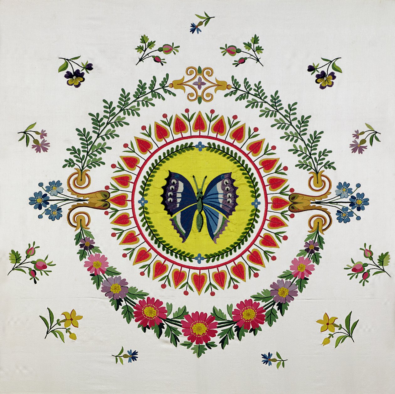 Potah sedadla od Bissardon, Cousin a Bony, 1811 (vyšívaný satén) od French School