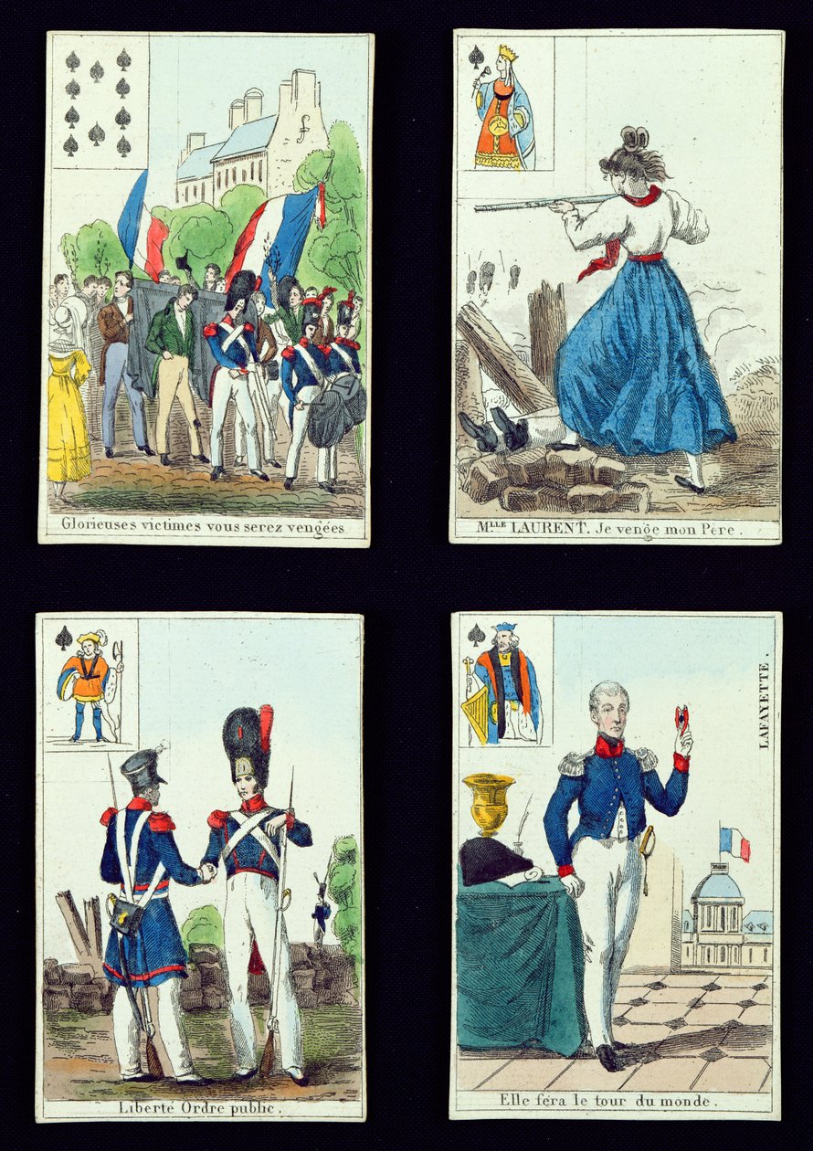 Výběr hracích karet vztahujících se k revoluci 1830, 1831 od French School