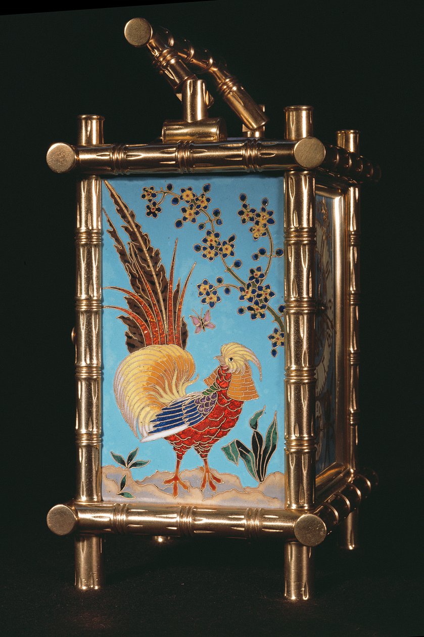 Boční panel francouzských kočárových hodin Chinoiserie (smaltované) od French School