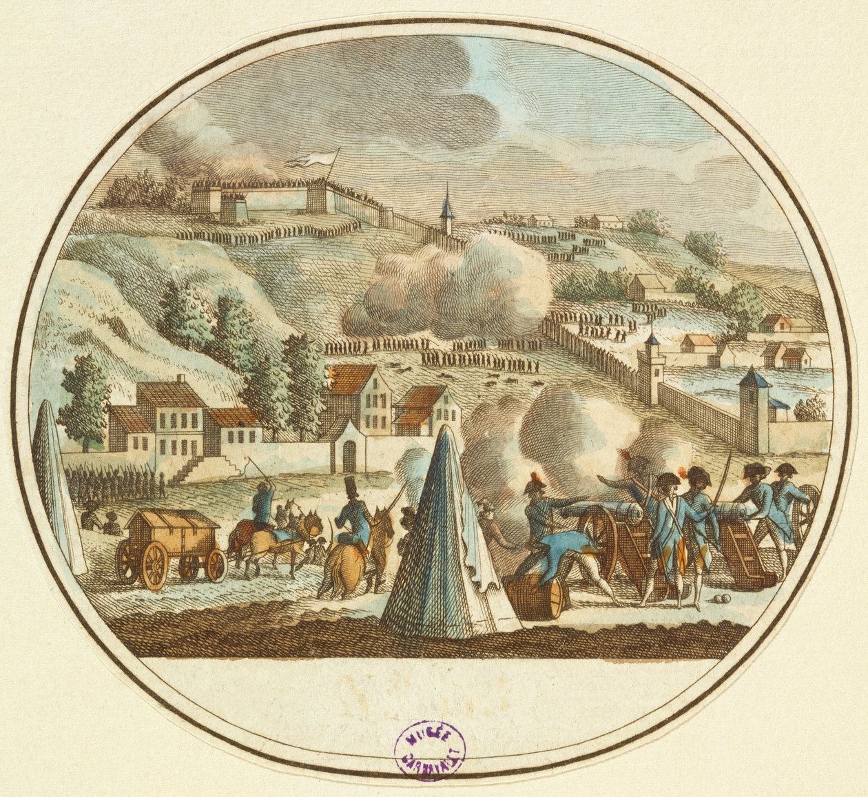 Obléhání Lyonu, říjen 1793 od French School