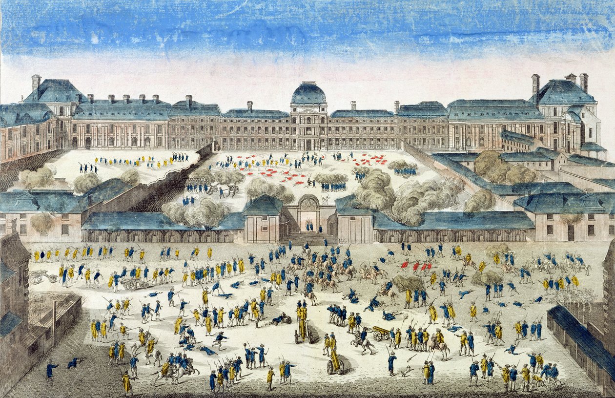 Obléhání zámku Tuileries, 10. srpna 1792 od French School