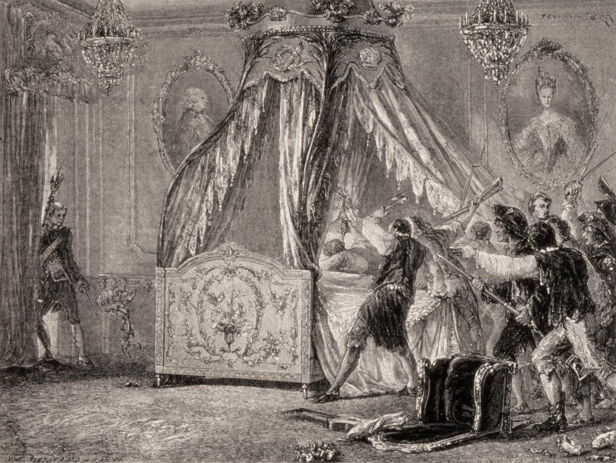 Útok na královninu ložnici, říjen 1789, francouzská revoluce od French School