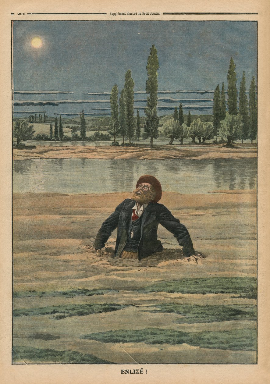 Uvízl v pohyblivém písku, ilustrace z 