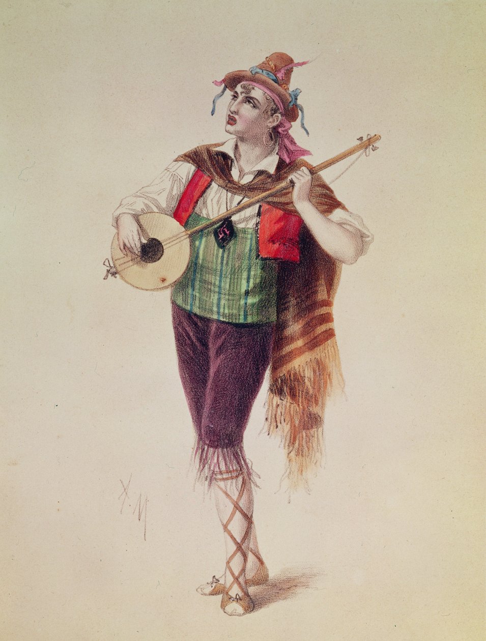 Herec Dupuis jako Piquillo v Offenbachově operetě 