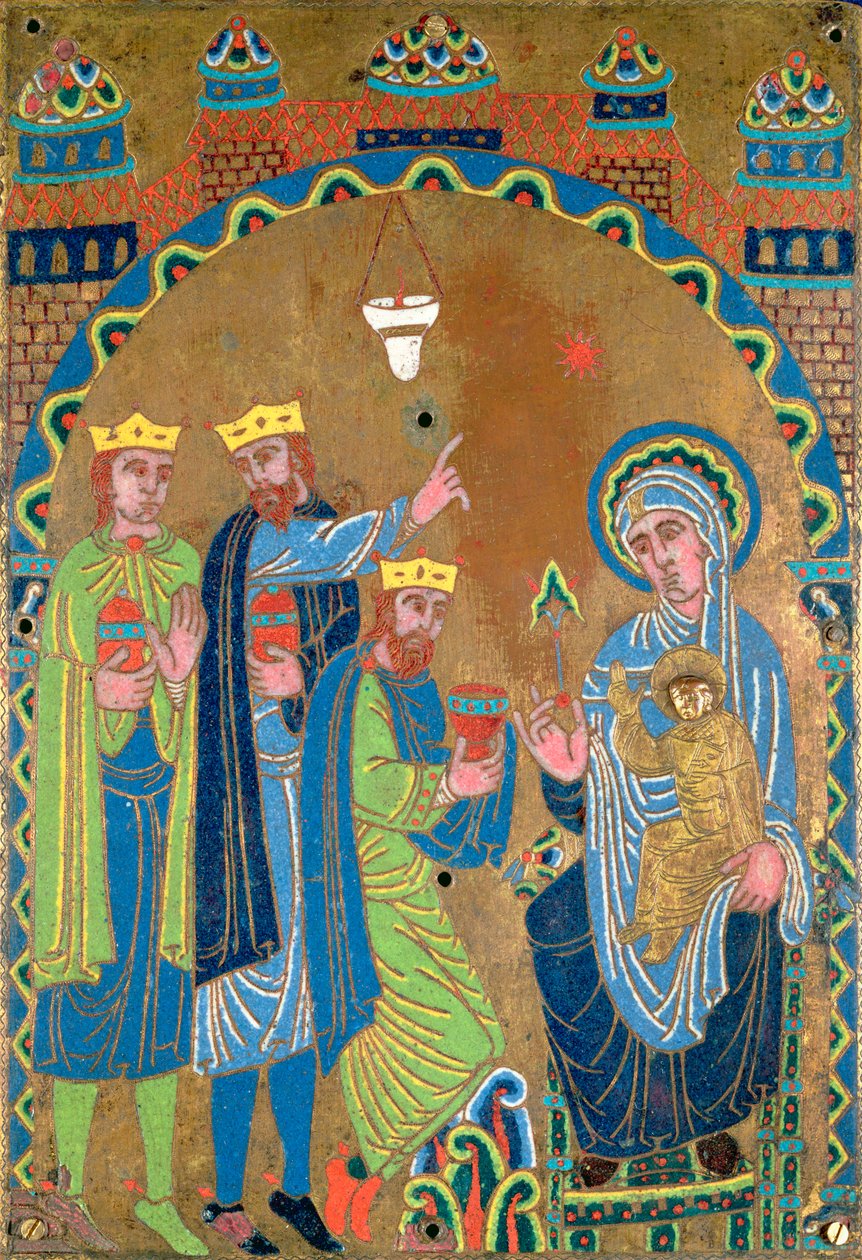 Klanění tří králů, kolem roku 1189 (champleve smalt na mědi) od French School