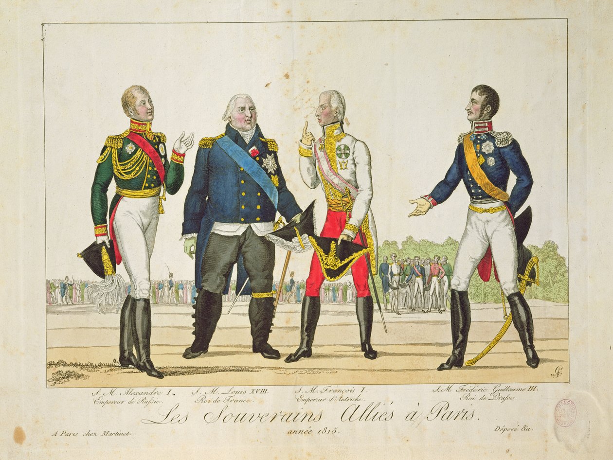 Allied Sovereigns v Paříži v roce 1815 od French School