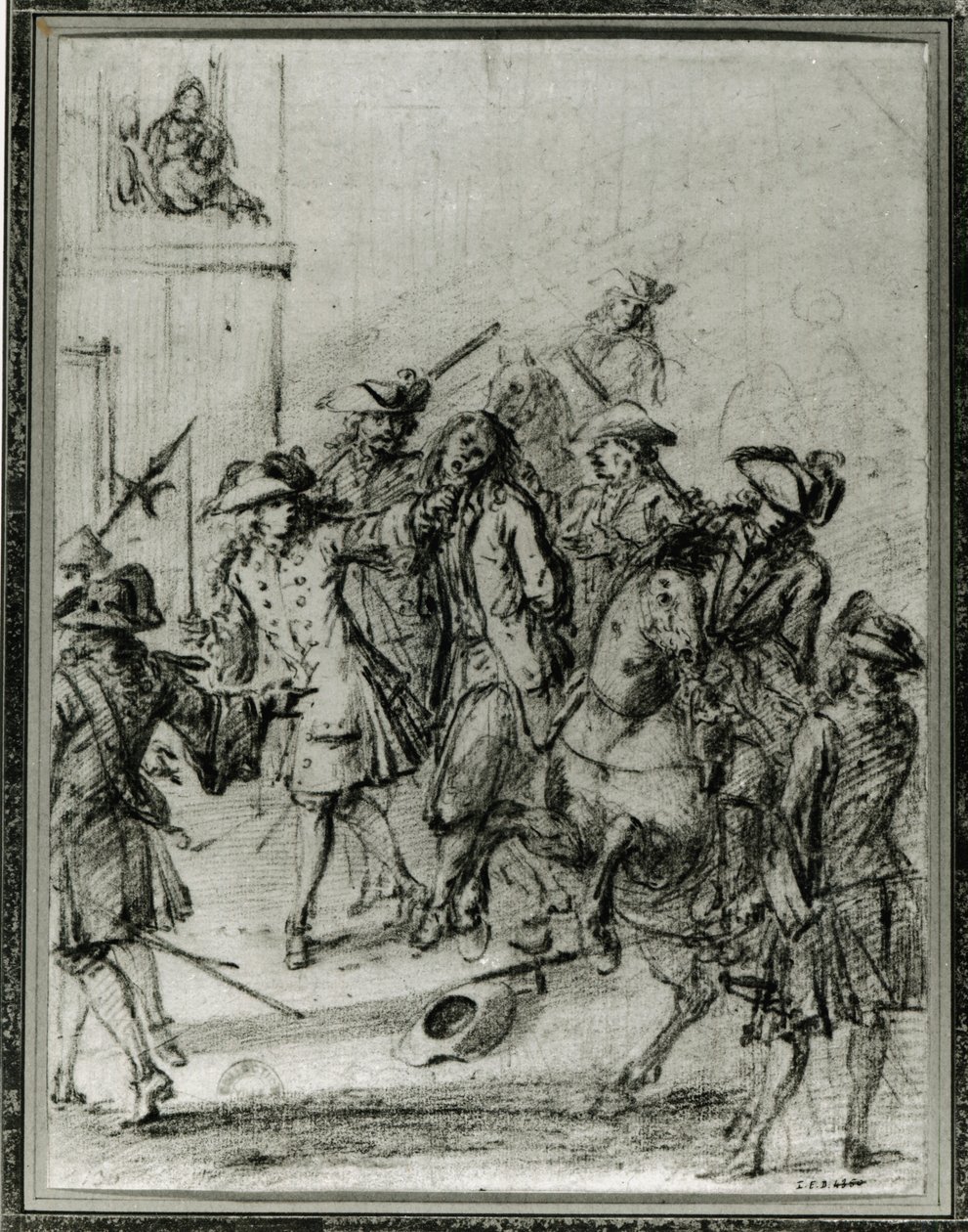 Zatčení Louis Dominique Cartouche (1693-1721) (tužka na papíře) od French School