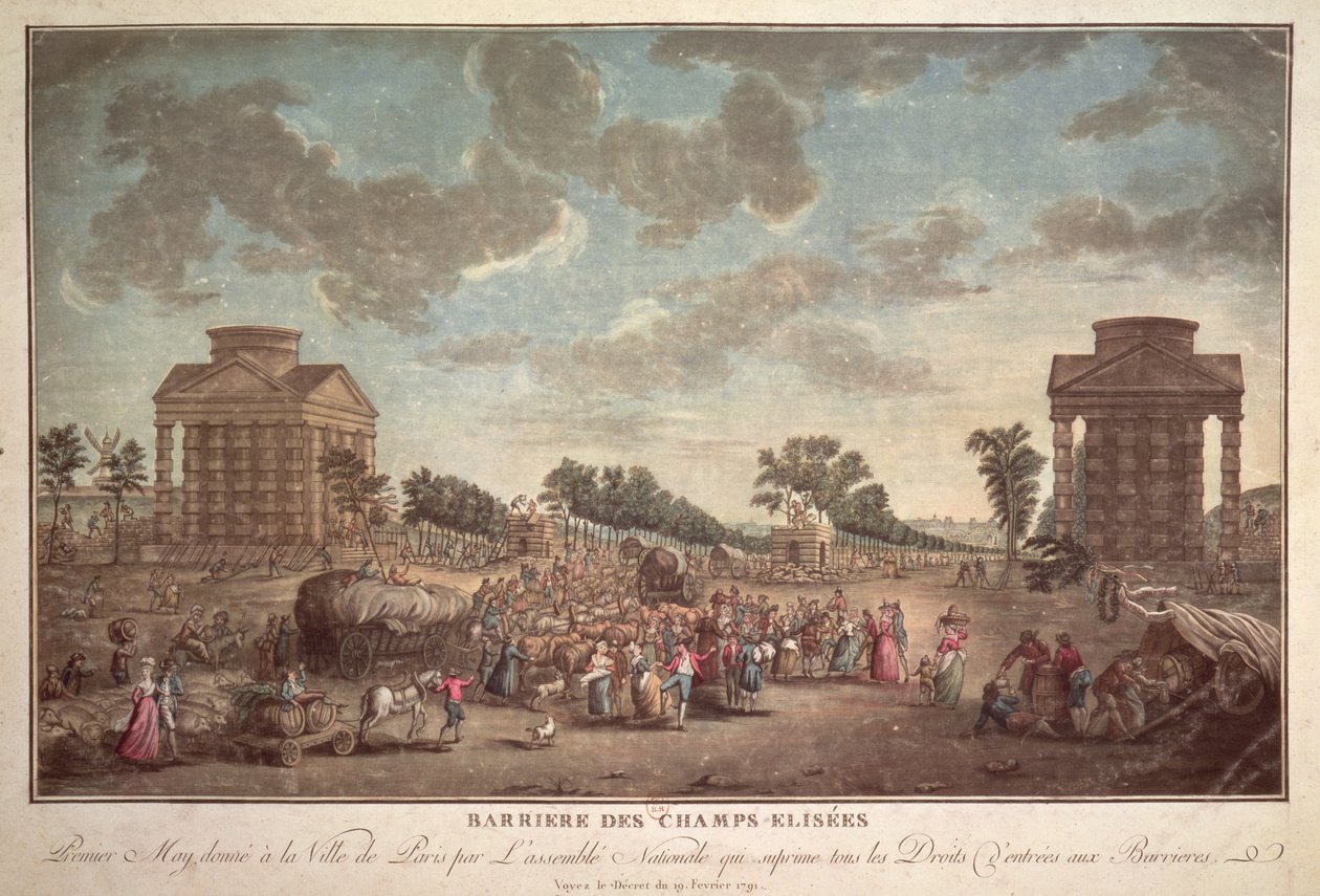 Bariéra na Champs Elysees. Potlačení práva na vstup do Paříže v roce 1790 od French School