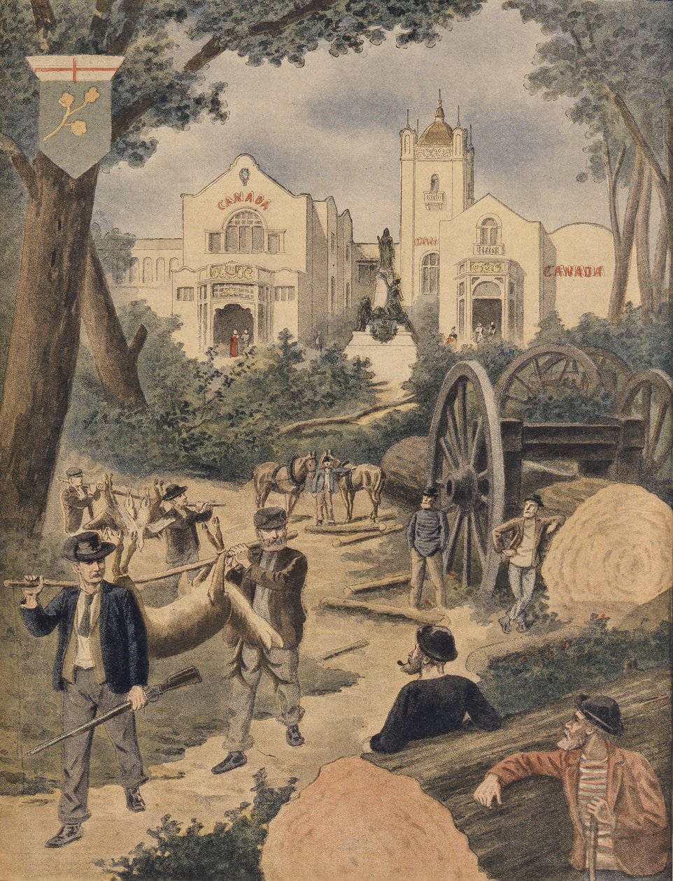 Kanadský pavilon na Světové výstavě v roce 1900, Paříž, ilustrace z Le Petit Journal, 11. listopadu 1900 od French School