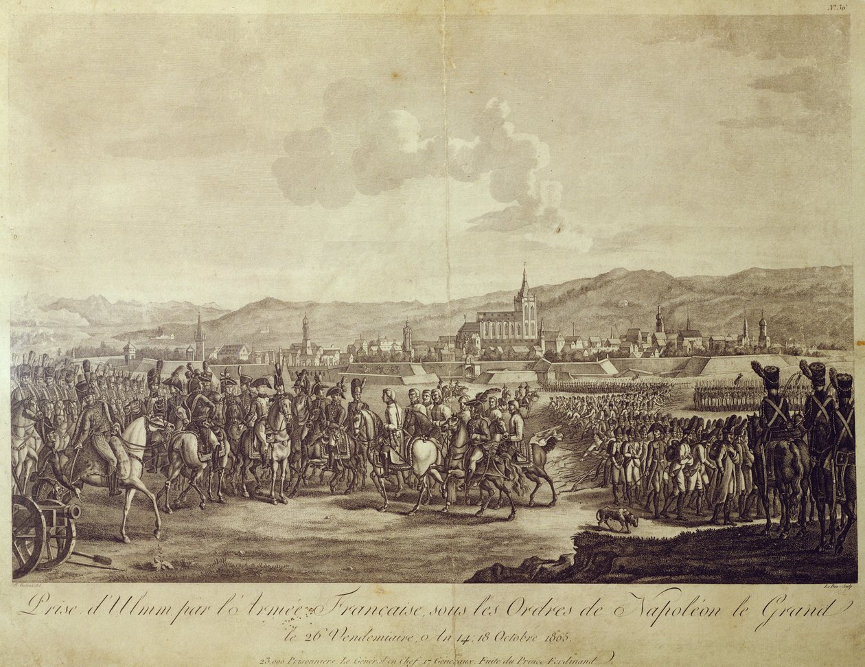 Kapitulace Ulmu v říjnu 1805 od French School