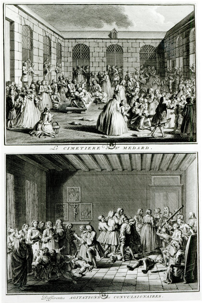 Convulsionaries na farním hřbitově Saint-Medard v Paříži od French School