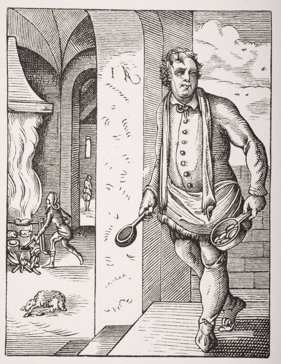 The Cook, po 16. století rytina od Josta Ammana (1539-91) z 