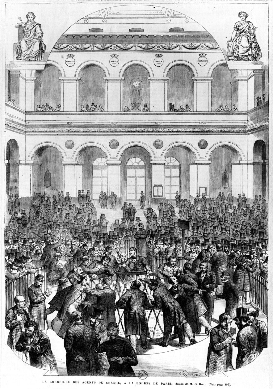 „Corbeille“ na pařížské burze, 1873 od French School