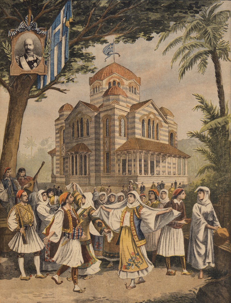 Řecký pavilon na Všeobecné výstavě v roce 1900, Paříž, ilustrace z Le Petit Journal, 6. května 1900 od French School