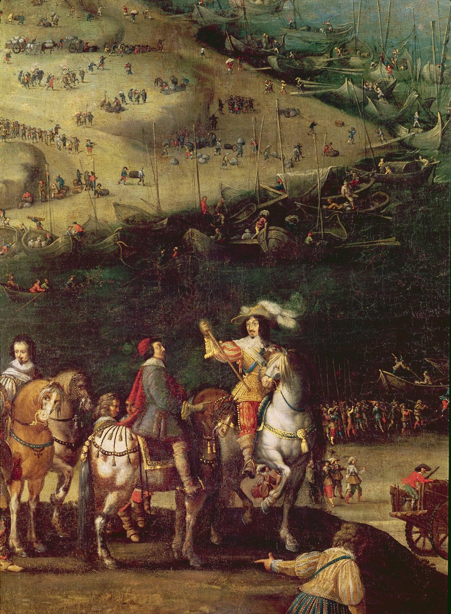 Zrušení obležení Ile de Re, 8. listopadu 1627 (detail) (viz také 178976 a 158116) od French School